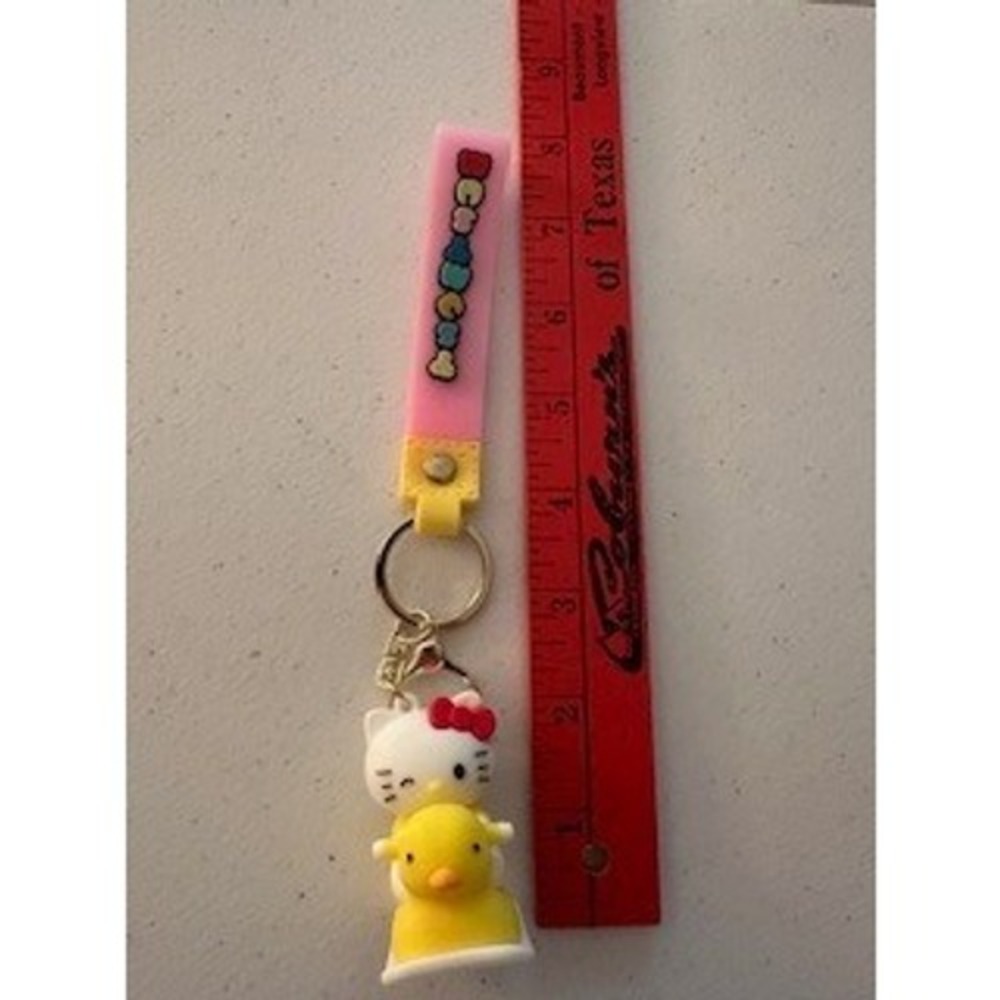 Sanrio Hello Kitty Winking Duck Rocker Keychain Pink Wristlet Bag Charm